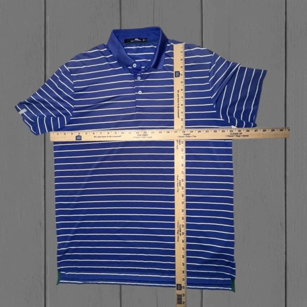 RLX Ralph Lauren Golf Polo Shirt Men’s Large Blue Stripe Performance Stretch